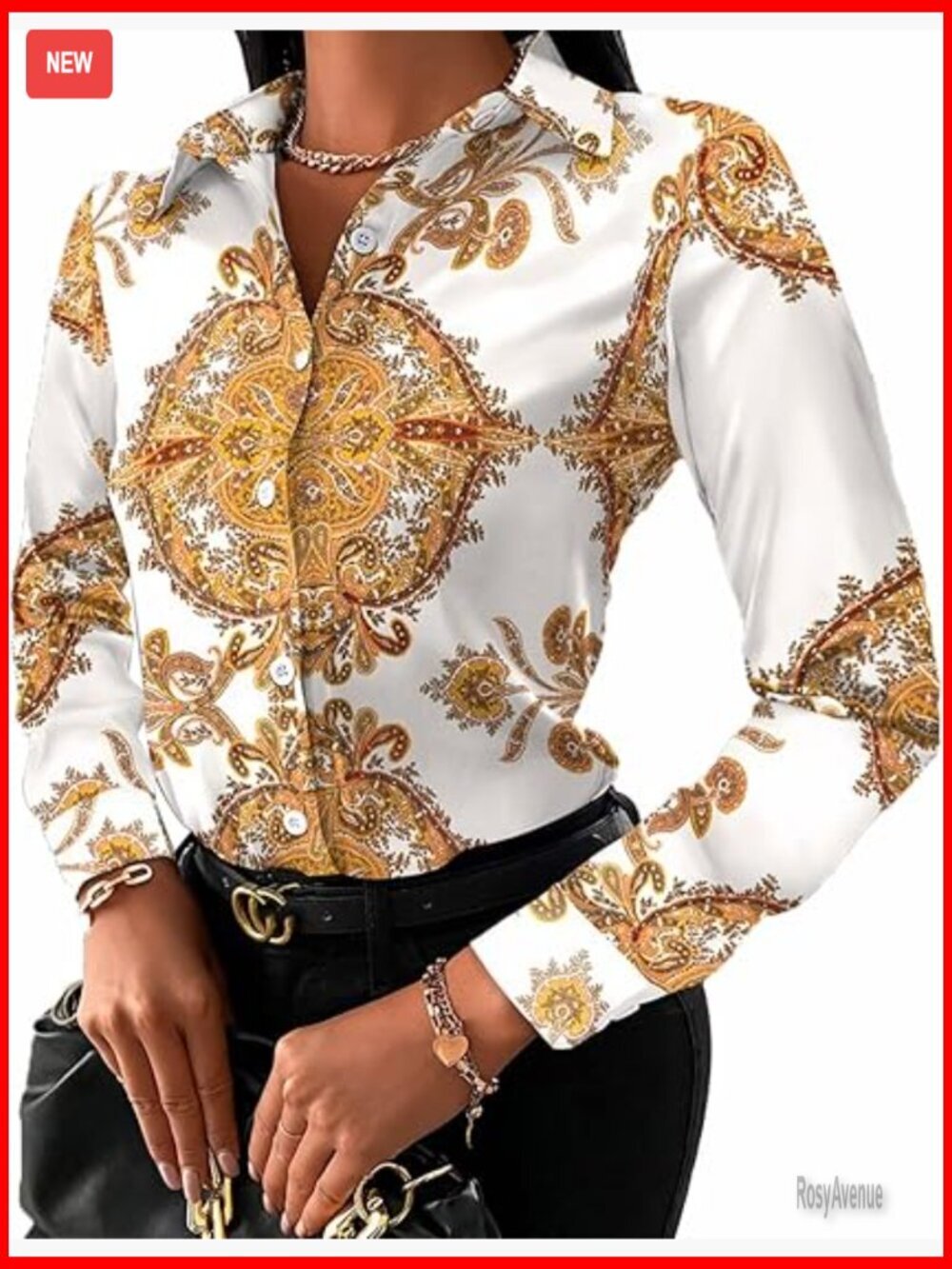 Women's Long Sleeve Button Down Floral Blouse Dressy Casual Work Top
